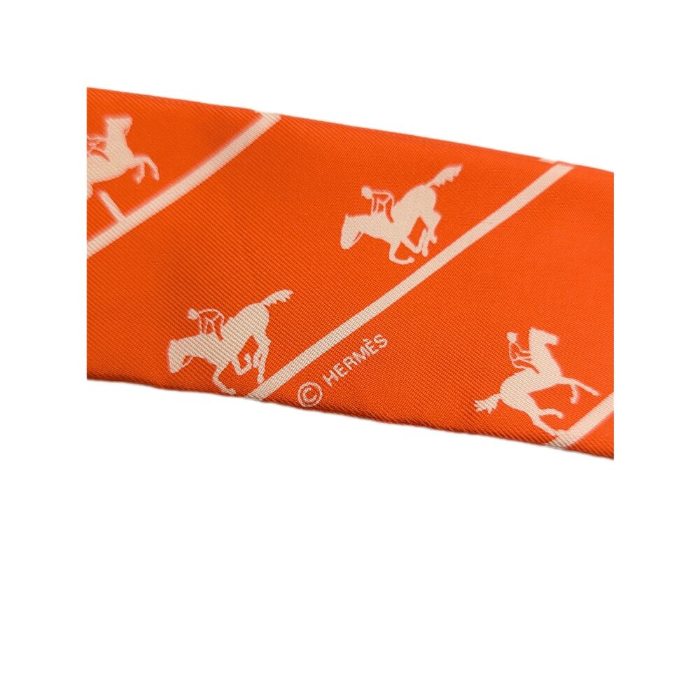 Hermès Orange Duc Carriage Horse Silk Twilly - Picture 3 of 4